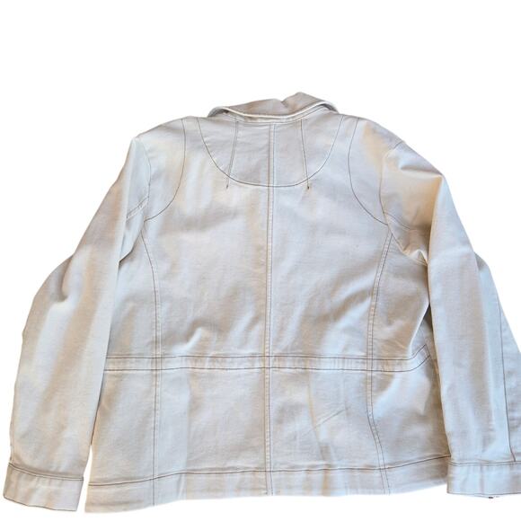 J Jill Denim Jacket Womens 2X Button Front Workwear Utility Pockets Stretch - Picture 2 of 7